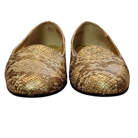 California Magdesians Shoes Women 6.5 Gold Leather Snakeskin Print Slip On Vtg - Picture 6 of 14